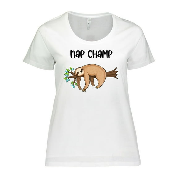 Inktastic Nap Champ Cute Sleeping Sloth Women's Plus Size T-Shirt