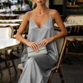 thumbnail image 6 of Hurxie Womens Satin Wide Leg Jumpsuits Dressy Casual Flowy Spaghetti Night Rompers One Piece Outfits Gray,3XL, 6 of 7