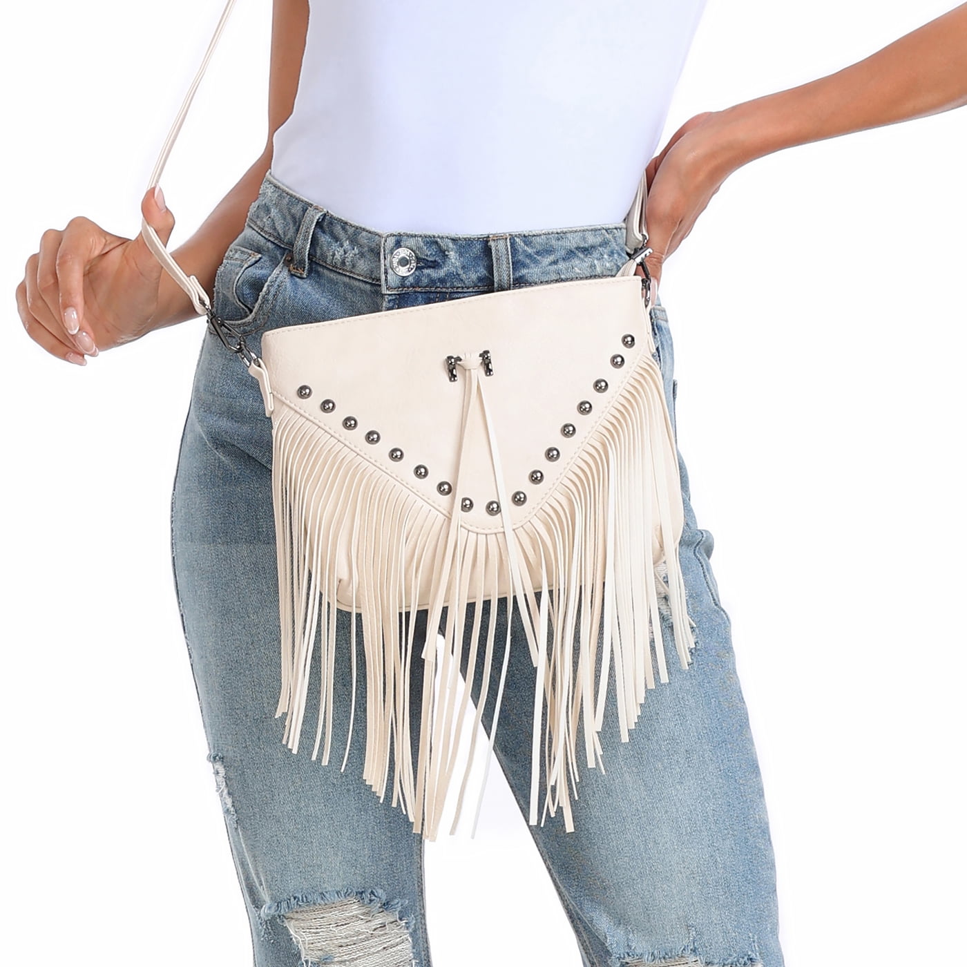 HDE Leather Envelope Fringe Shoulder Bag Tassel Crossbody Handbag