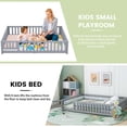 thumbnail image 5 of Bellemave Queen Size Floor Bed Frame with Fence-Guardrails & Lookable Door,Montessori Floor Bed with Sturdy Wood Slats,for Girls and Boys(Gray), 5 of 9