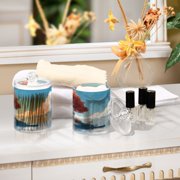 2 Pack Qtip Holder Dispenser Tree House on Island Clear Plastic Storage Apothecary Jars for Cotton Swabs Balls Pads Floss