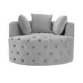 thumbnail image 2 of Swivel Chair, Velvet Sofa Chair with 3 Pillows, Button Tufted, for Living Room, Bedroom, Holds Up to 300 LBS, Gray, 2 of 7