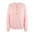 thumbnail image 2 of Vedolay Womens Sweaters Women's Fall Sweaters 2023 Knitted V-Neck Collared Pullover Long Sleeve Top,Pink M, 2 of 5