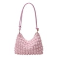 thumbnail image 1 of Bolso de mano de pana suave a cuadros con diseño de cuadros, moderno y sencillo, de color liso, color rosa, 1 of 5