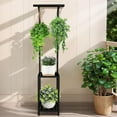 thumbnail image 2 of Plant Stand Indoor Outdoor, 65" Tall Plant Stand Outdoor 3 Tiered Hanging Plant Shelf Heavy Duty Flower Stand Multiple Plant Metal Display Rack for Living Room Garden Balcony, 2 of 6
