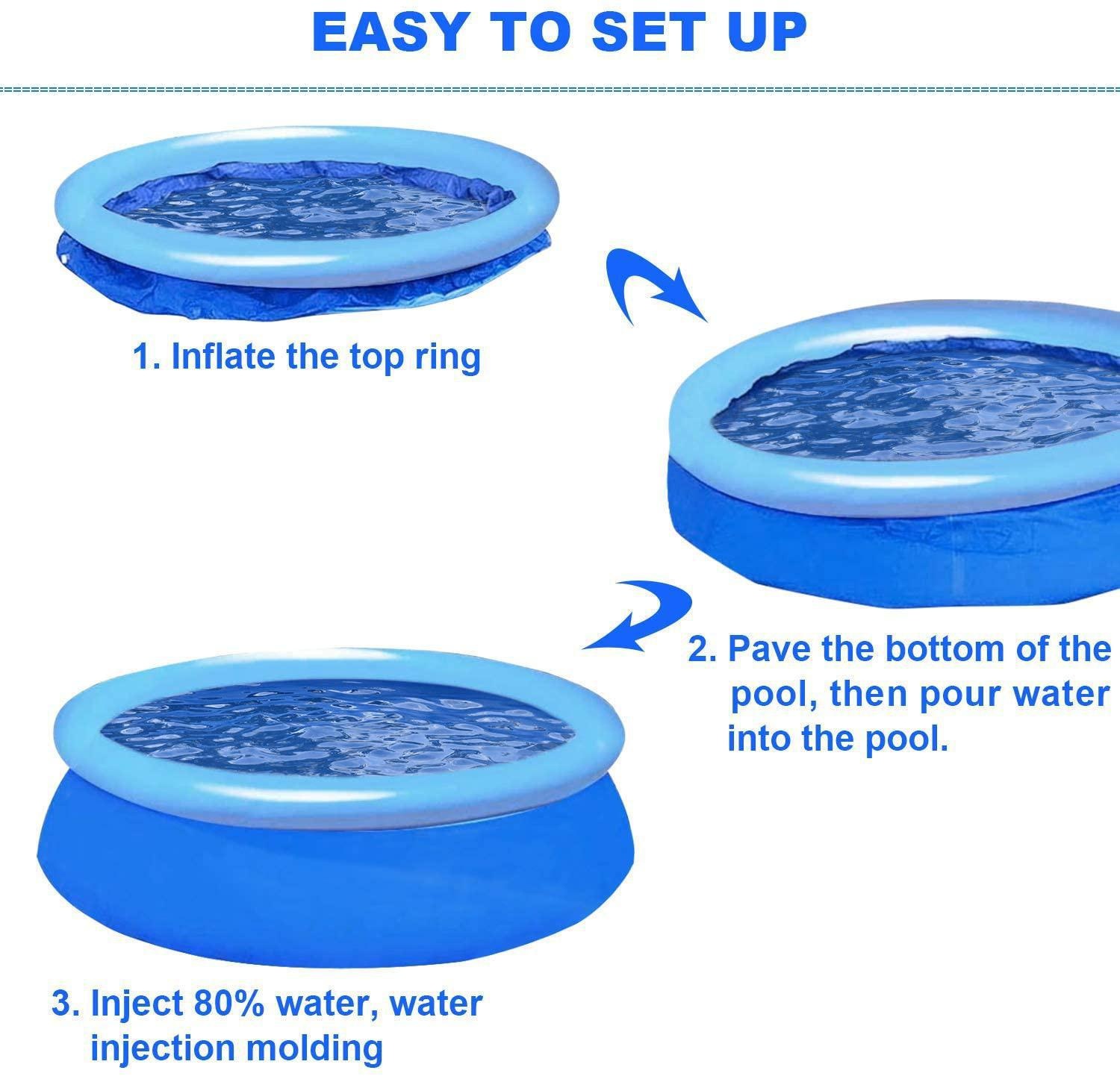 Inflatable Swimming Pool for Kids & Adults - 10 Ft x 30 In Large Inflatable Pool with Air Pump Suitable for Backyard Garden Patio Summer Water Play Party Outdoor