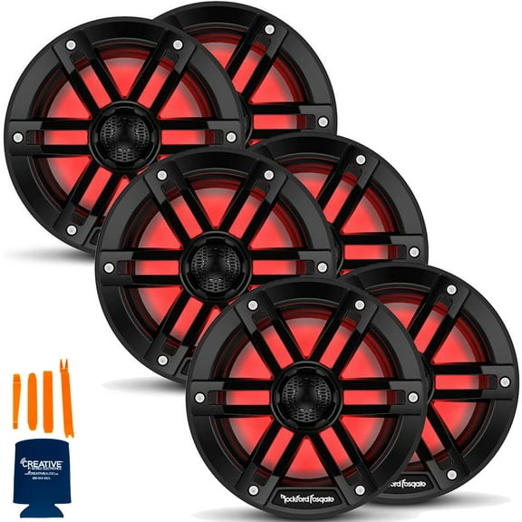 Rockford Fosgate 3 Pair M1-65B M1 Series 6.5” Color Optix Marine 2-Way System- 75 Watts Rms, 300 Watts Peak, Black Grilles Included