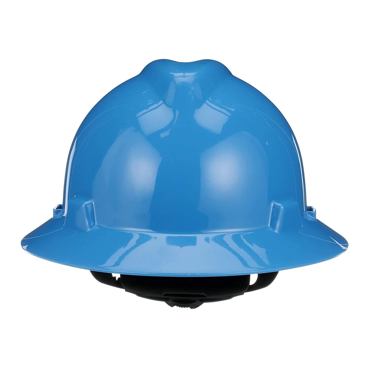 MSA 475368 V-Gard Full-Brim Hard Hat With Fas-Trac III Ratchet Suspension  Polyethylene Shell, Superior Impact Protection, Self Adjusting Crown-Straps - Standard Size in Blue