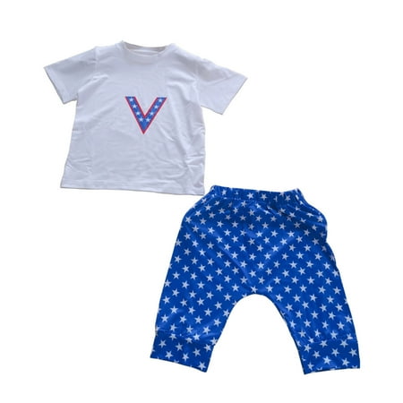 

Toddler Boys Girls Kids Short Sleeve Star Prints T Shirt Tops Shorts Outfits Set