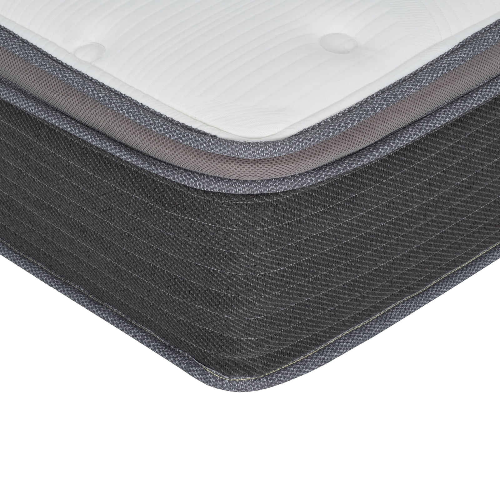 Miekor Furniture 12 in. King Size Pocket Spring Hybrid Mattress Bed in a Box, Plush Euro Top Gel Memory Foam Mattress, White/Gray 90662