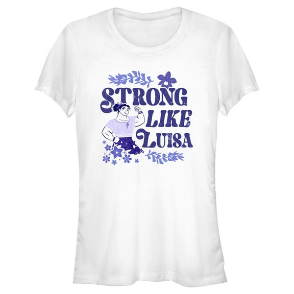 Junior's Encanto Strong Like Luisa Ornate Flower  Graphic Tee White 2X Large