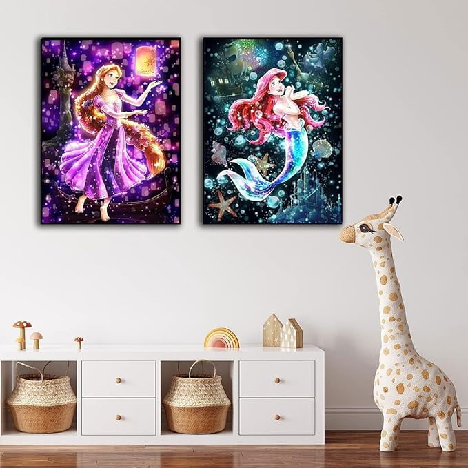 4 Pack Diamond Painting Kits for Adults, 5D Princess Diamond Art for Beginners, Full Drill Gem Dots for Home Wall Decor 12x16inch