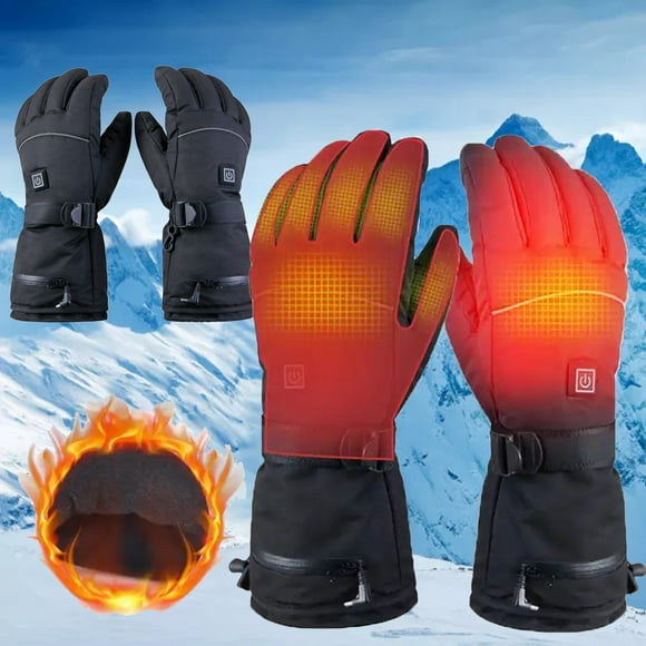GARENAS Heated Gloves 3 Heating Temperature Adjustable with Battery Box Electric Warm Gloves Men Women Winter Gloves with Water Proof for All Kinds Outdoor Activities Hiking Fishing Black(Black)