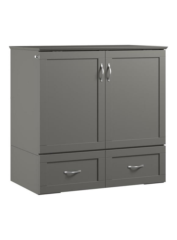 Bowery Hill Wood Twin Extra Long Murphy Bed Chest in Gray