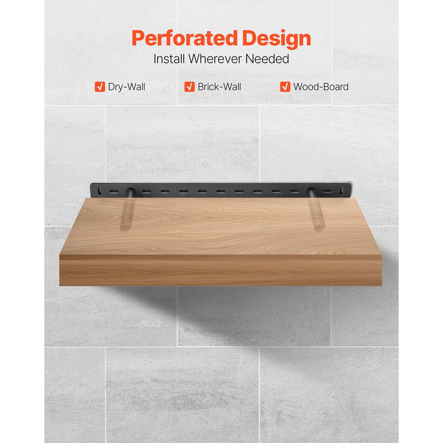 Heavy-Duty Floating Shelf Brackets 150 lbs Capacity, Concealed Design, Rust-Resistant Steel, Hidden Wall Support for Living Room Kitchen Office
