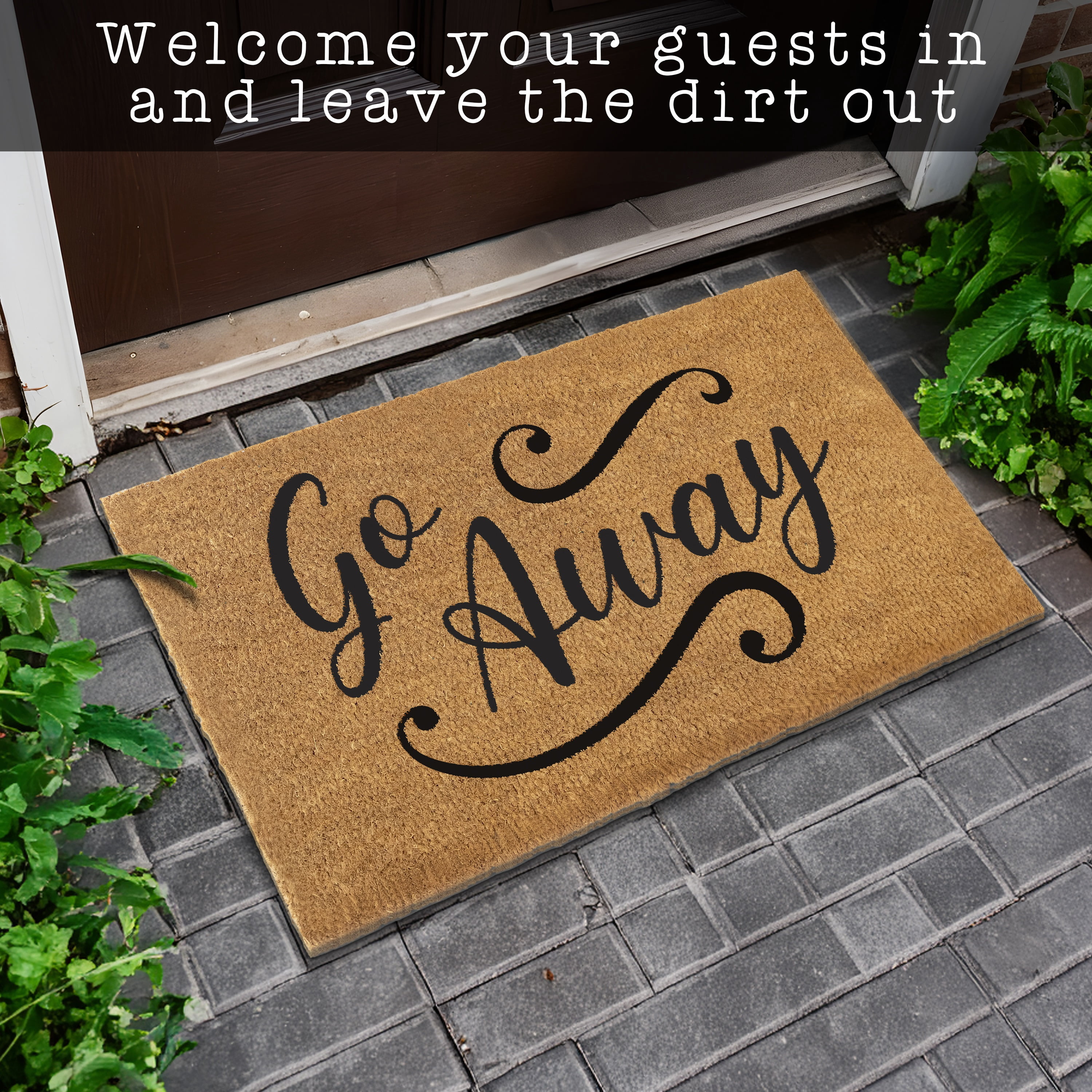 MAINEVENT Go Away Coir Doormat 30x17 Inch, Funny Outdoor Welcome Mat for Outside