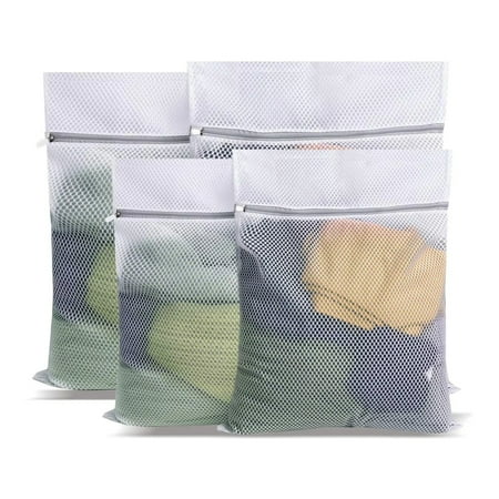 

4pcs For Clothes Washing Bag Zipper Closure Large Capacity Durable Fine Mesh
