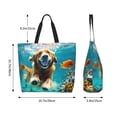 thumbnail image 5 of Pofeuu Dog Underwater Adventure Print Reusable Grocery Bags - Washable, Foldable, Packable Tote, Large Handles, Heavy Duty, Zippered Top Pouch, 5 of 8