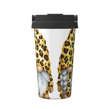 

Salouo Leopard Gnomes Print Coffee Travel Mug Spill Proof with Lid-Stainless Steel Vacuum Insulated Tumbler - Thermos Cup for Keep Hot/Ice Coffee Tea and Beer