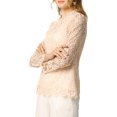 thumbnail image 5 of Allegra K Women's Lace Top Long Sleeve Ruffle Round Neck Elegant Floral Blouse, 5 of 7