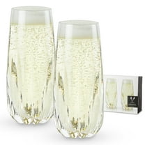 Viski Cactus Stemless Champagne Flutes, Drinking Glasses, 8oz Set of 2