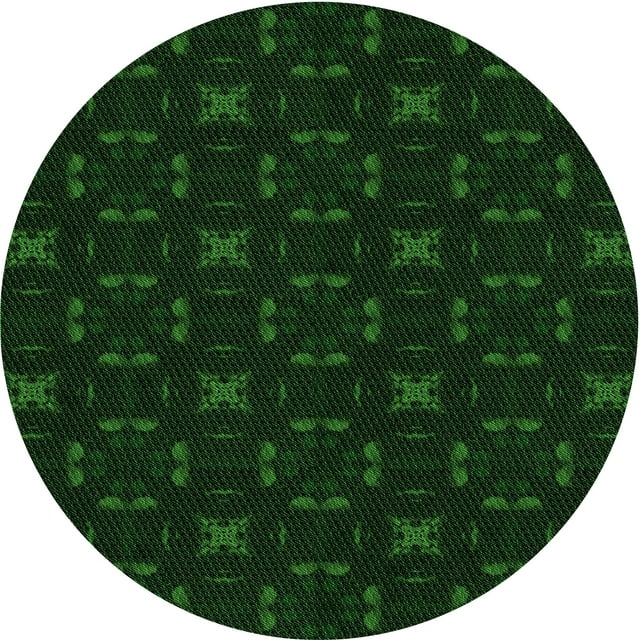 Ahgly Company Machine Washable Indoor Round Transitional Deep Emerald Green Area Rugs, 4' Round