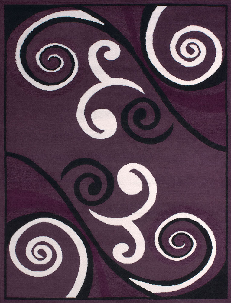 Designer Home Soft Transitional Indoor Modern Area Rug Curvy Swirls  - Actual Size: 1' 11" x  3' 3" Rectangle (Plum) - image 2 of 5