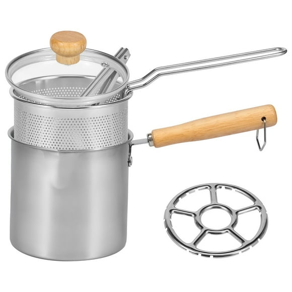 MesaSe Deep Fryer Pot 304 Stainless Steel Deep Oil Fryer with Strainer Basket Handle and Lid Portable Small Deep Fryer Pot Japanese Tempura Deep Fryers for Frying Fish Shrimp Chicken
