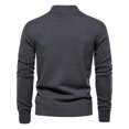 thumbnail image 5 of Alkepwun Mens Cardigan Sweater Button Down Stand Collar Round Neck Pullover Long Sleeved Loose Base Shirt Top Sweater, 5 of 5