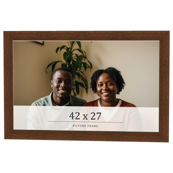 42x27 Brown Real Wood Picture Frame Width 1.25 inches | Interior Frame Depth 0.5 inches | Galvin