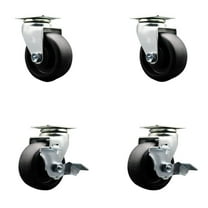 Tool Box Caster Wheel Set – 4 Inch Glass Filled Nylon Swivel Casters – SCC