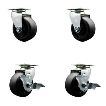 Tool Box Caster Wheel Set – 4 Inch Glass Filled Nylon Swivel Casters – SCC