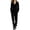 Black, variant on Women's Velour Hooded 2 Piece Outfits Long Sleeve V Neck Top Side Stripe Wide Leg Pants Tracksuit