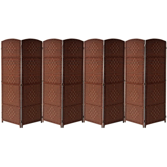 Extra Wide - Diamond Weave Fiber Room Divider, 8 Panel (Brown)