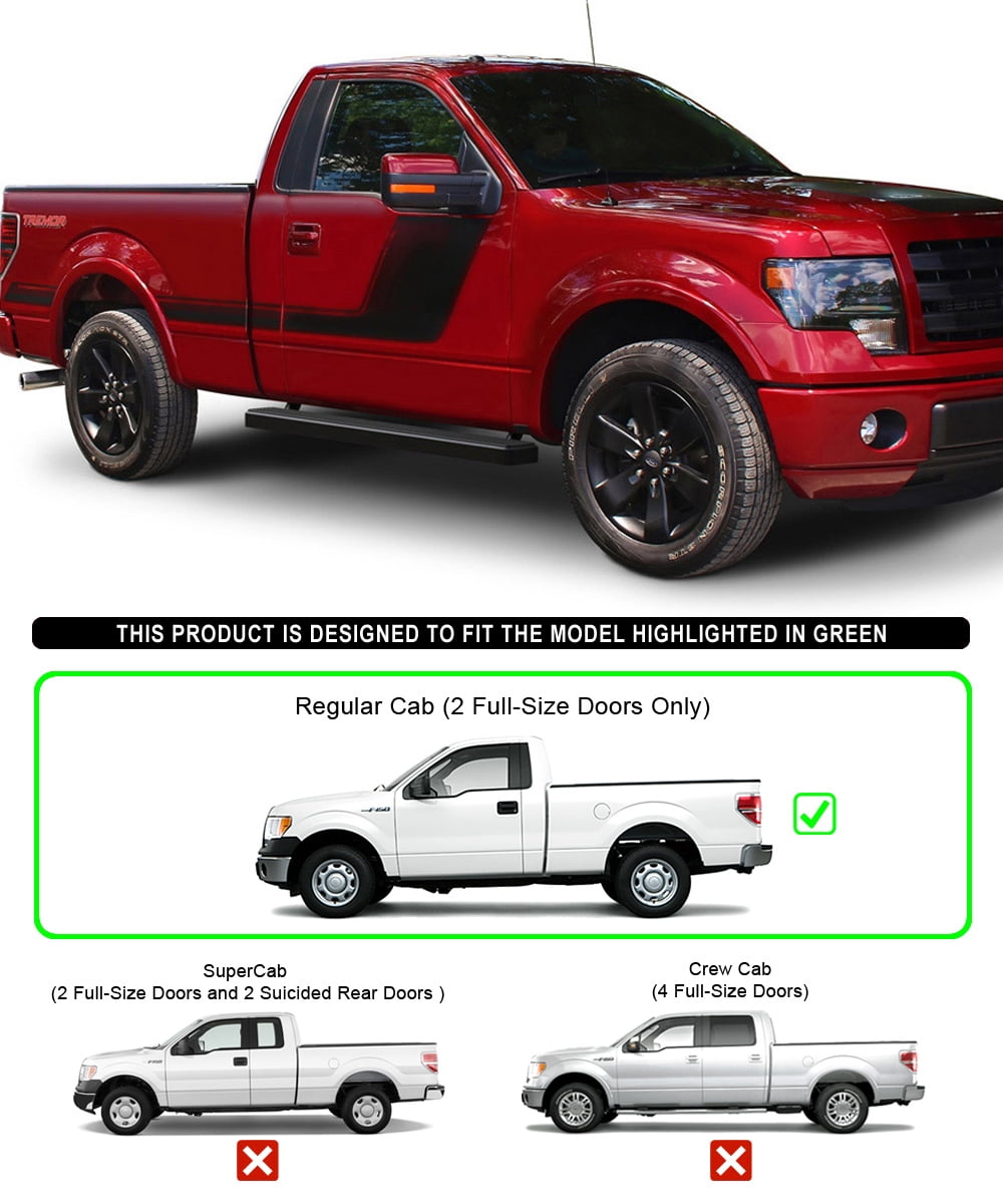 APS Running Boards 5 inches Matte Black Compatible with Ford F150 2009-2014 Regular Cab Stainless Steel (Nerf Bars Side Steps Side Bars)