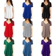 thumbnail image 3 of Botones de camiseta de talla grande para mujer Blusa suelta plisada sólida Túnicas Tops casuale Abanopi Blusa de manga corta, 3 of 7