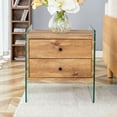 thumbnail image 2 of Glavbiku Modern Tempered Glass Frame Nightstand with 2 Drawers,Bedside Table in Brown Finish, 2 of 14