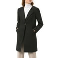 thumbnail image 3 of INSPIRE CHIC Women's Half Lapel Long Sleeves One Button Winter Mid-Length Overcoat S Black, 3 of 8