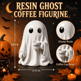 thumbnail image 2 of Halloween Ghost Figurine Holding Coffee Cup, Cute Spooky Tabletop Resin-Style Ornament for Shelf Mantel Desk Tiered Tray & Coffee Bar Decor, Seasonal Home Accent for Fall Party Displays, 2 of 12