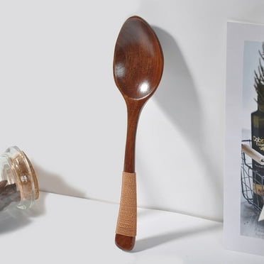 Holloyiver Kitchen Wooden Cooking Spoon, Solid Acacia Wood Serving Spoons for Mixing Stirring, Nonstick Kitchen Utensils Tableware Ladle Scoop for Soup Stews Salad Pasta Sauce Chili