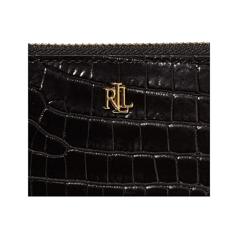 Ralph Lauren Small Zip Around Croc Embossed Boxed Leather Wallet
