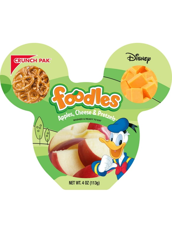 Crunch Pak Snack Disney Foodles with Sweet Sliced Apples, Cheddar Cheese & Pretzels 4 oz Tray