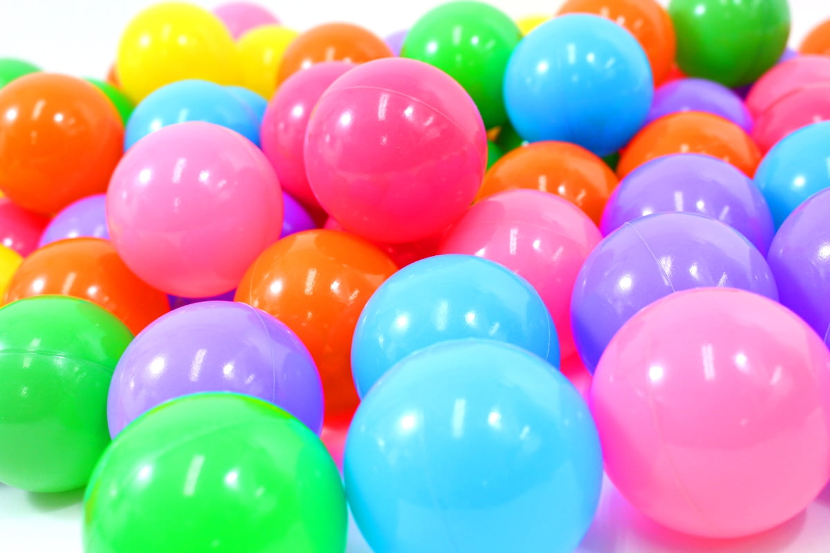 Board No More! Non-Toxic "Phthalate Free" Crush Proof Play Balls 7 Color: Pink, Green, Purple, Red, Blue, Yellow, Orange, 100pc/pk