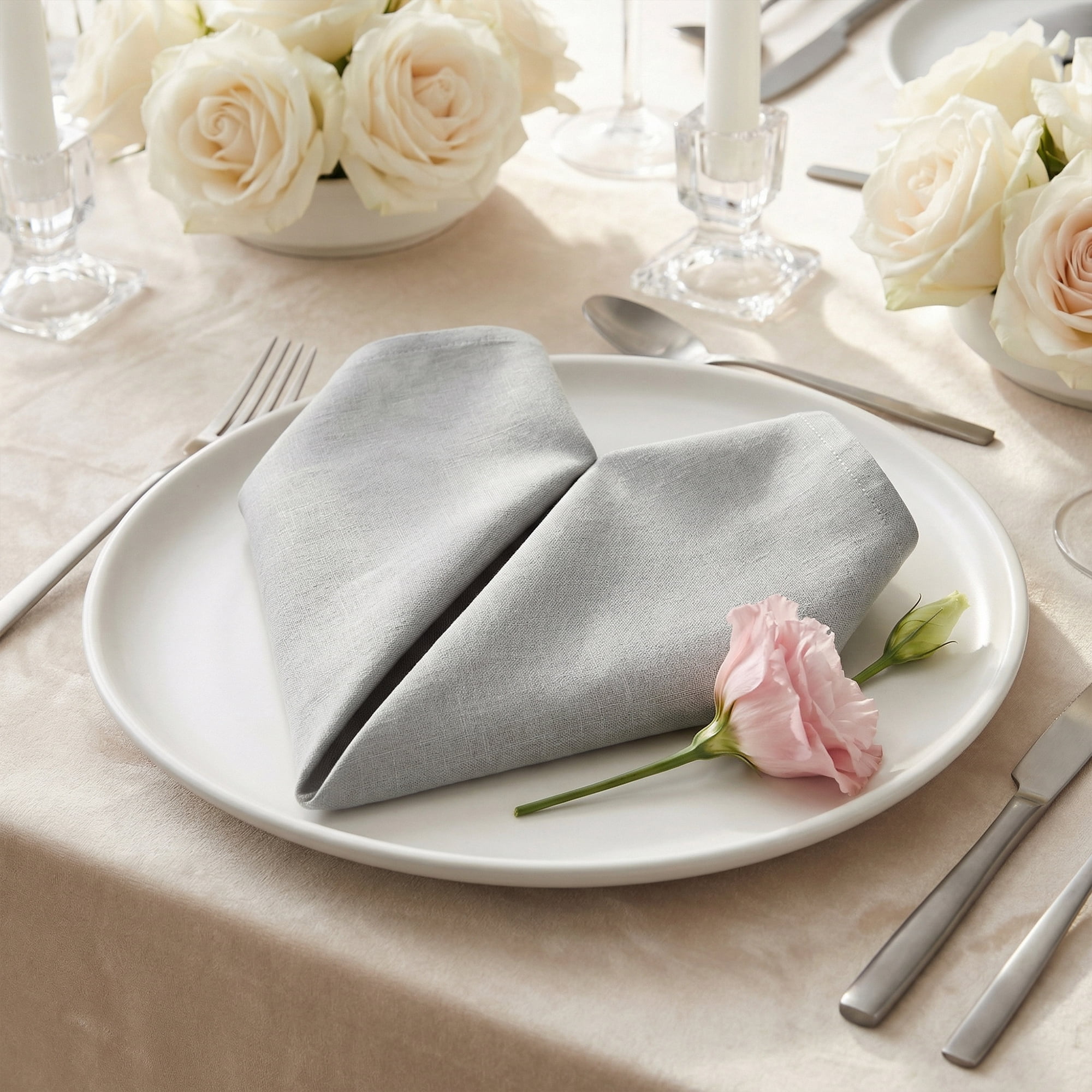 Unique Bargains 6Pcs Cotton Reusable Party Cloth Napkins Gray 18x18inch