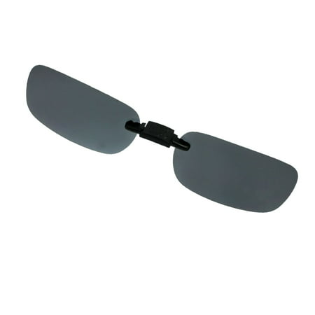 Rimless Rectangle Lens Clip on Polarizes Sunglasses Black w Case for Lady