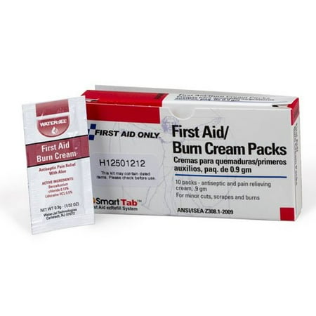- First Aid/Burn Cream, .9 gm. - 10 per box, ANSI Color coded unitized box By First Aid Only