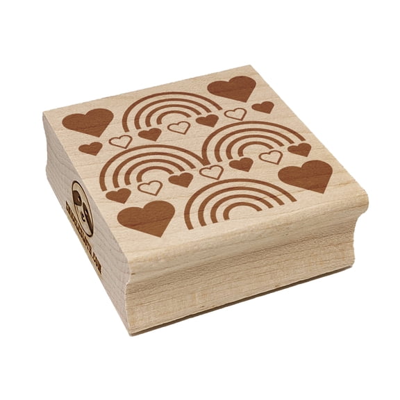 Hearts Rainbow Background Square Rubber Stamp Stamping Scrapbooking Crafting - Large 2.75in