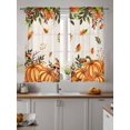 thumbnail image 4 of Thanksgiving Sheer Curtains 72 inches Long, Orange Pumpkin Fall Mushroom Leaf Vintage Linen Light Filtering Sheer Window Curtains Rod Pocket Voile Drapes for Bedroom Living Room, 52"W x 72"L 2 Panels, 4 of 7