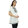 thumbnail image 6 of Phagun Women's Summer Aari Work Handkerchief Sleeve Cotton White Tunic Top-10, 6 of 9