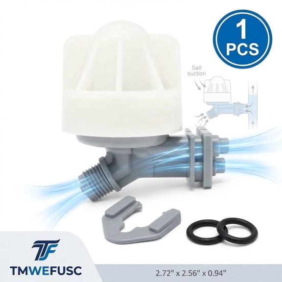 Water Softener Nozzle and Venturi Assembly 7187065 and Mounting Valve Gasket Compatible with 7214969, 7165704, 7238450 and WS15X10027